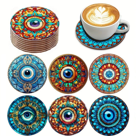 6 pcs set DIY Special Shaped Diamond Painting Coaster  | Eye（no holder）