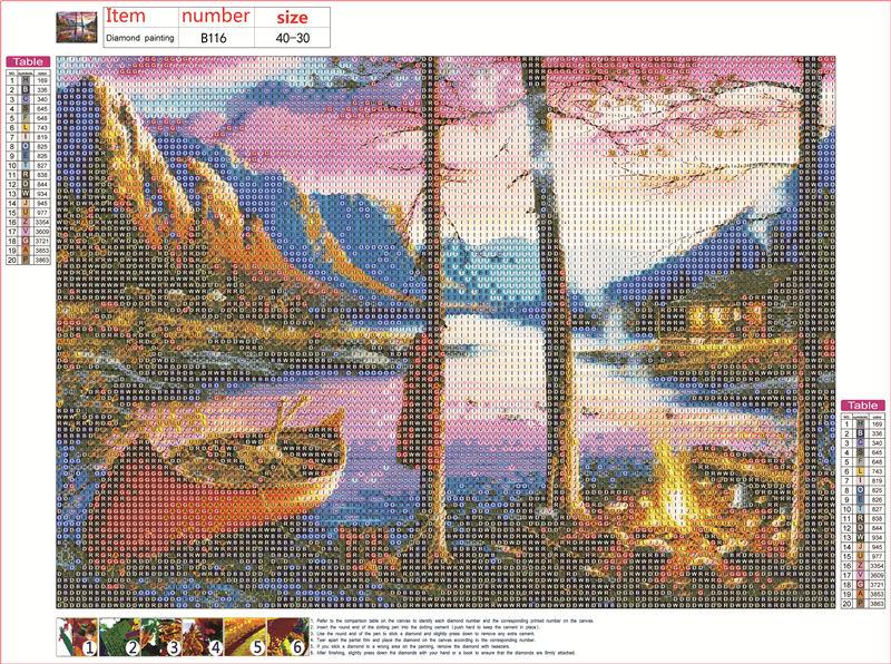 Boat in the lake | Full Round Diamond Painting Kits