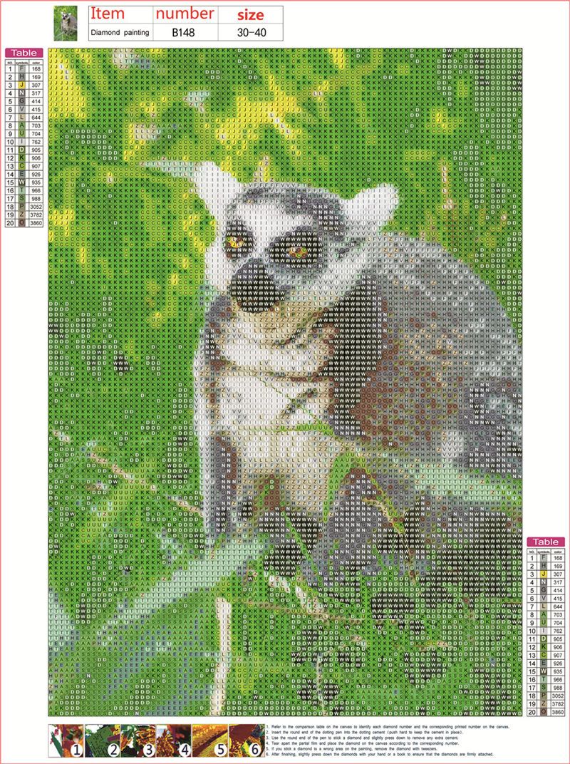 Ring tailed lemur | Full Round Diamond Painting Kits