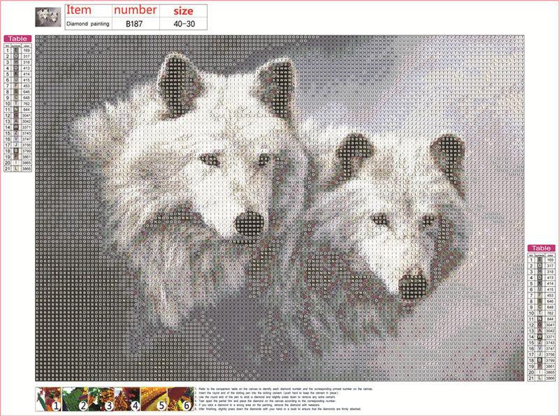 Weißer Wolf | Vollständige runde Diamant-Malkits 
