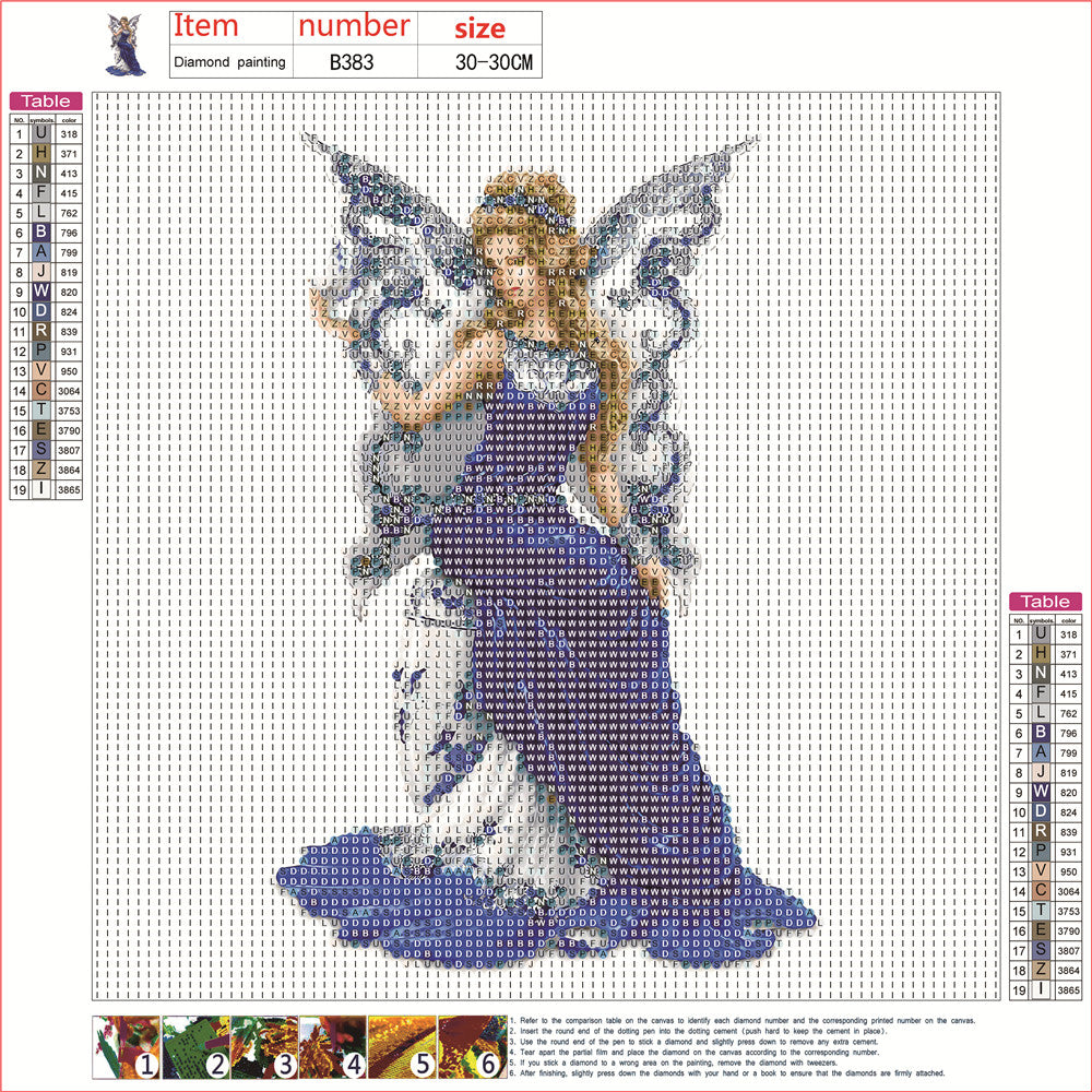 Fille papillon | Kits complets de peinture au diamant rond 