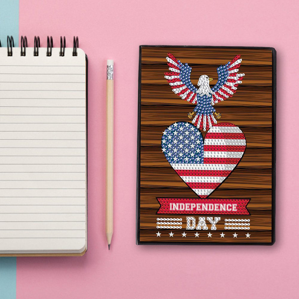 A5 5D Notebook DIY Part Special Shape Rhinestone Diary Book | US Flag