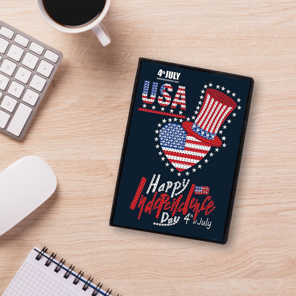 A5 5D Notebook DIY Part Special Shape Rhinestone Diary Book | US Flag