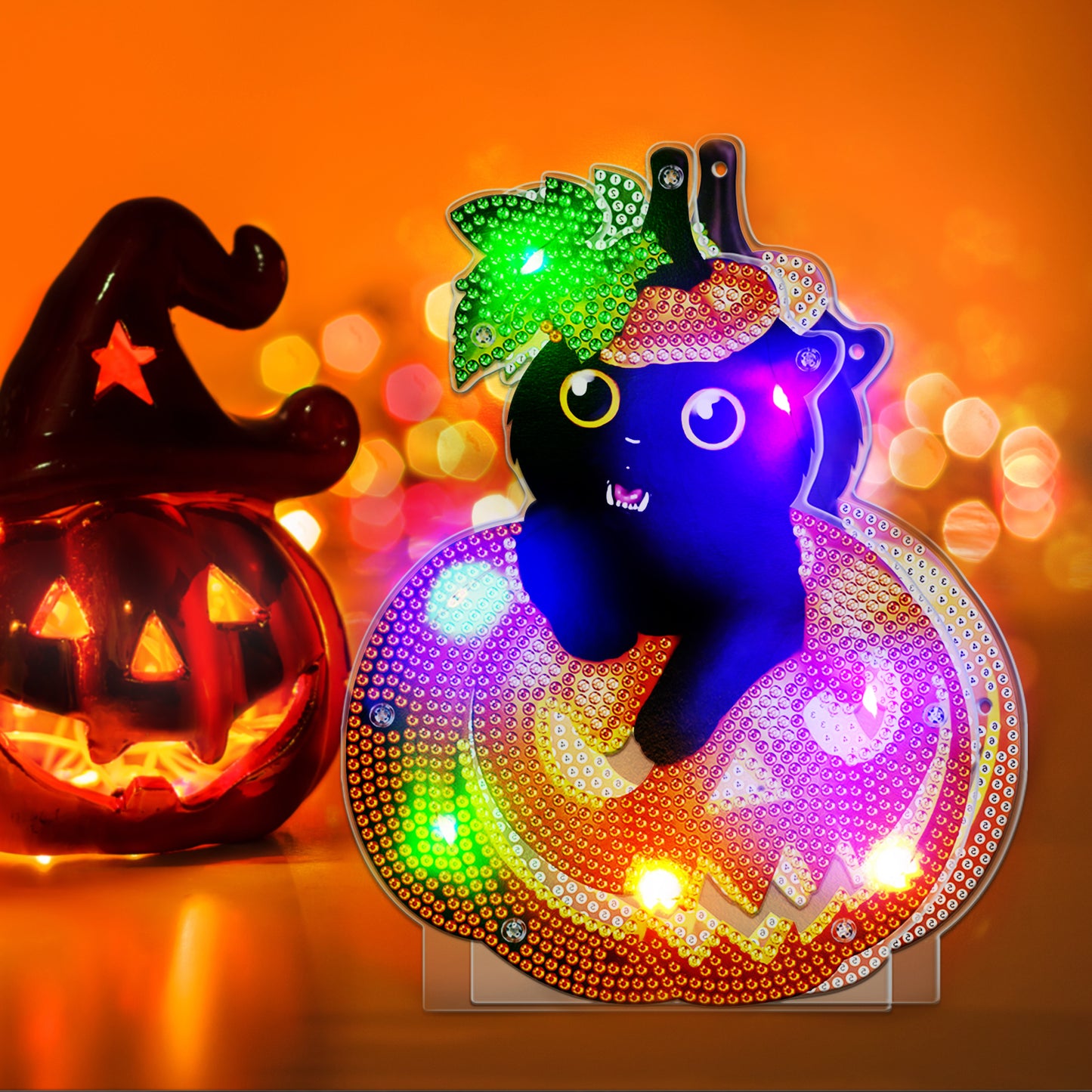 DIY-Diamant-Malerei-LED-Licht-Lampe Home Desk Decor | Halloween-Kürbis 