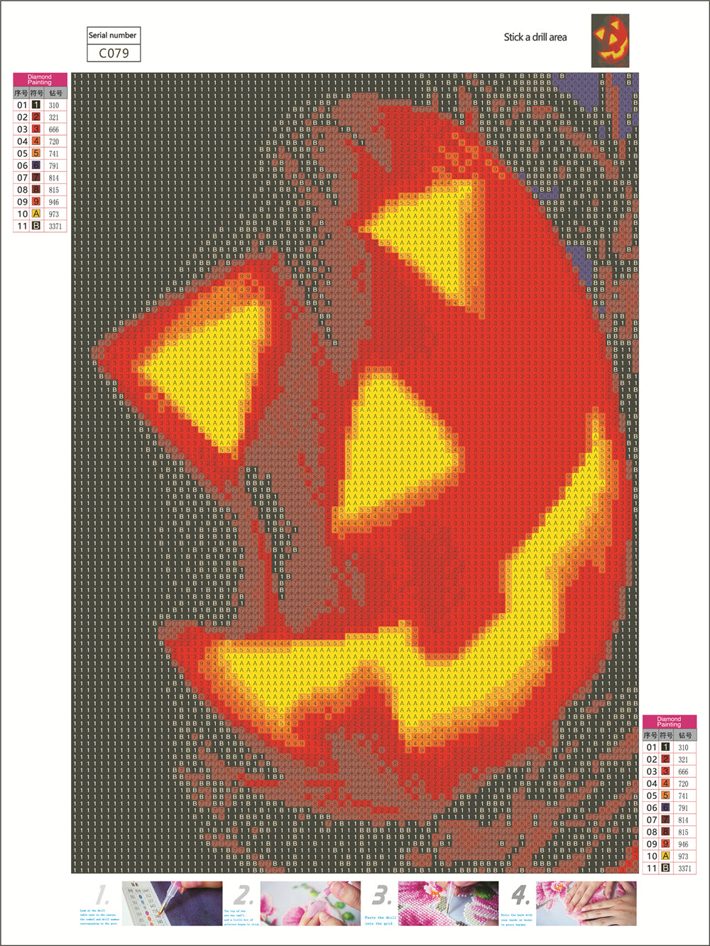 Citrouille d'Halloween | Kit de peinture diamant cercle complet 