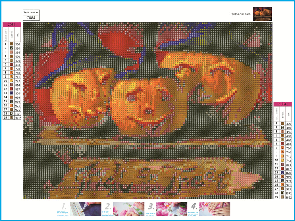 Citrouille d'Halloween | Kit de peinture diamant cercle complet 