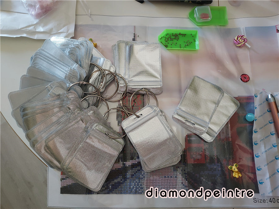 Outils de dessin au diamant | Anneau et sac de rangement 100pc