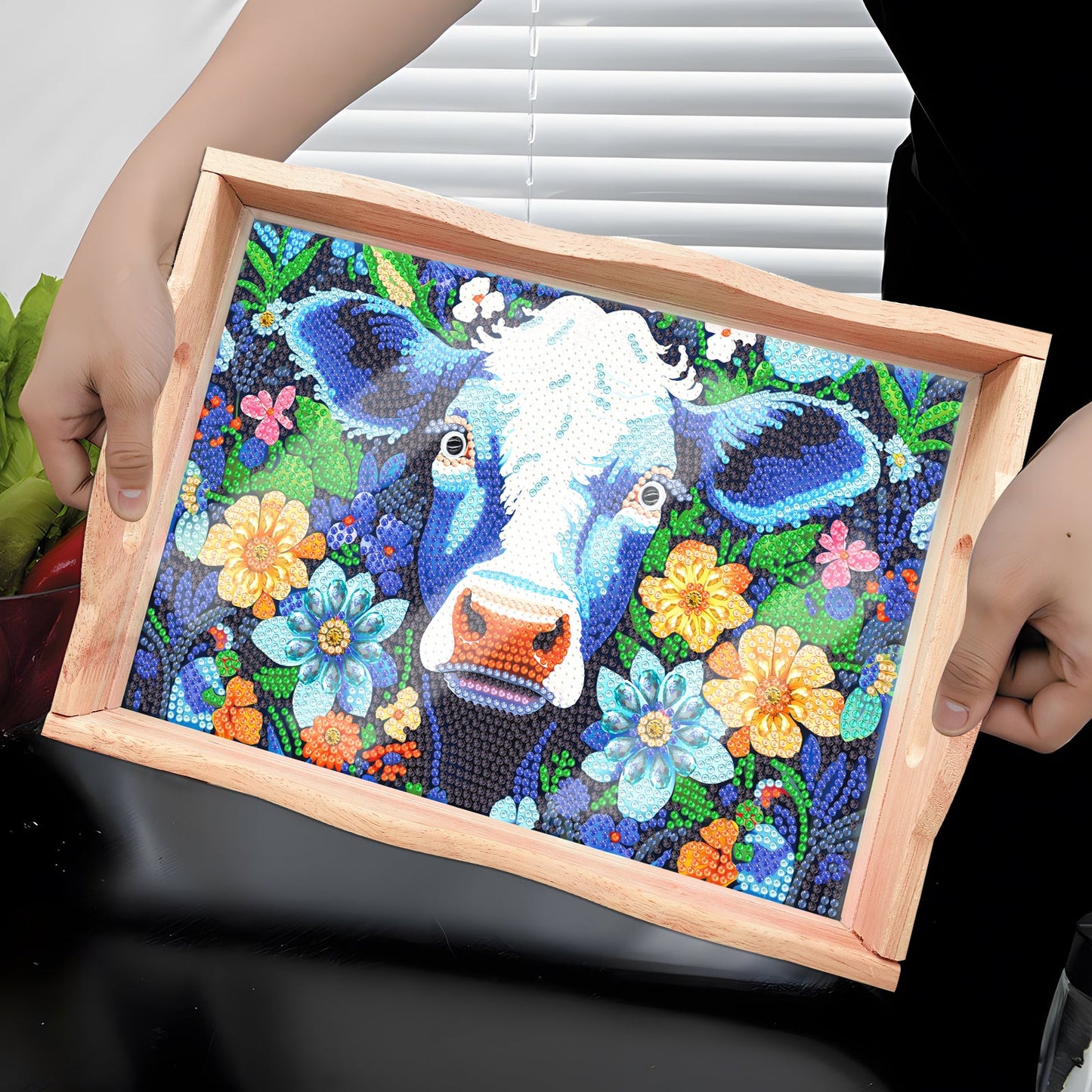 Diamond Painting Wooden Trays With Handle - Cow