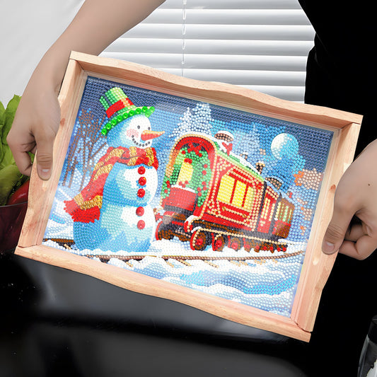 Diamond Painting Wooden Trays With Handle - Snow Train