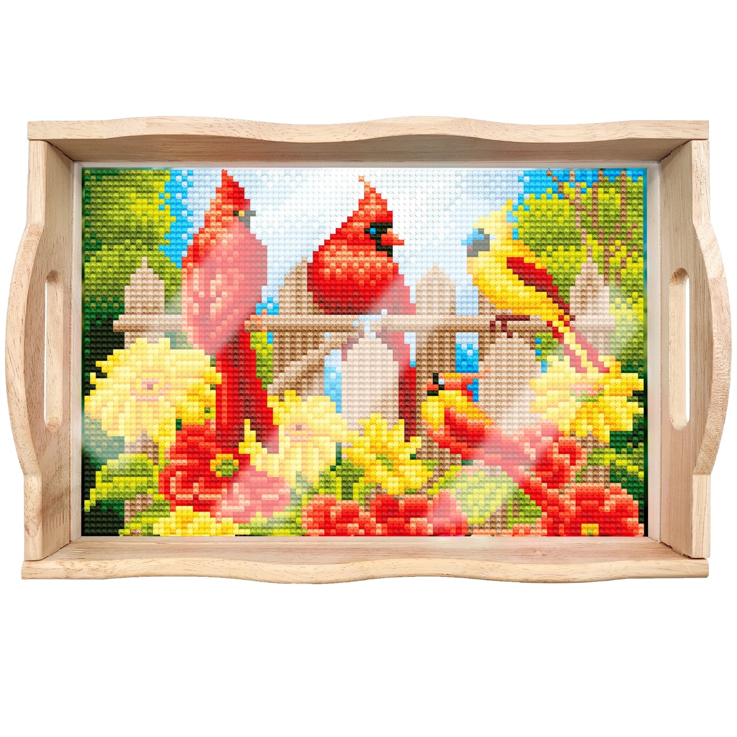 Diamond Painting Wooden Trays With Handle - Cardinal