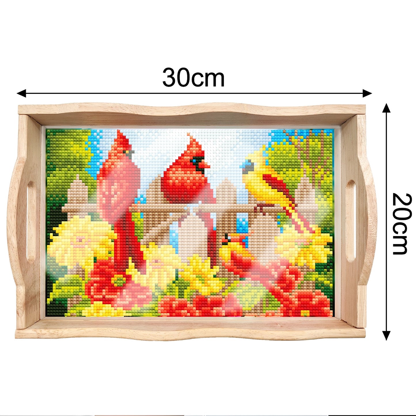 Diamond Painting Wooden Trays With Handle - Cardinal