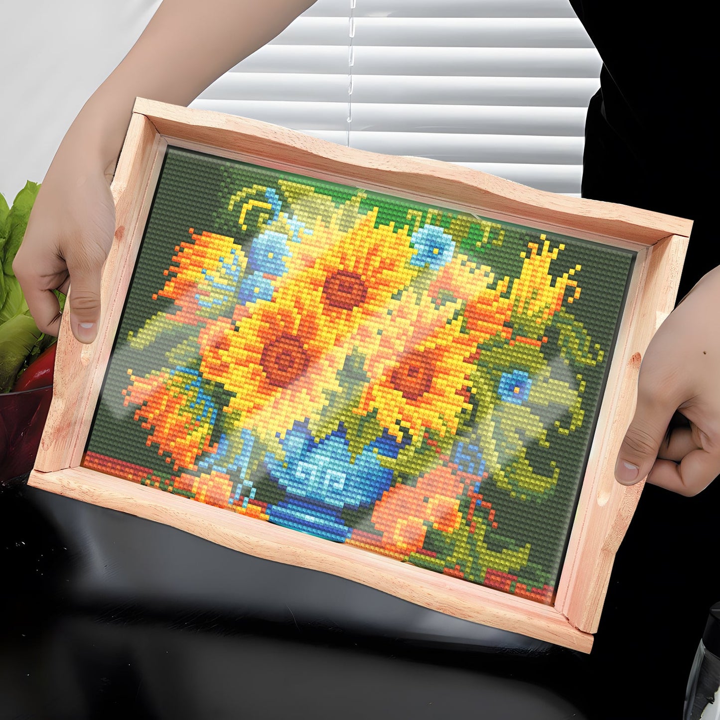 Diamond Painting Wooden Trays With Handle - Sunflower