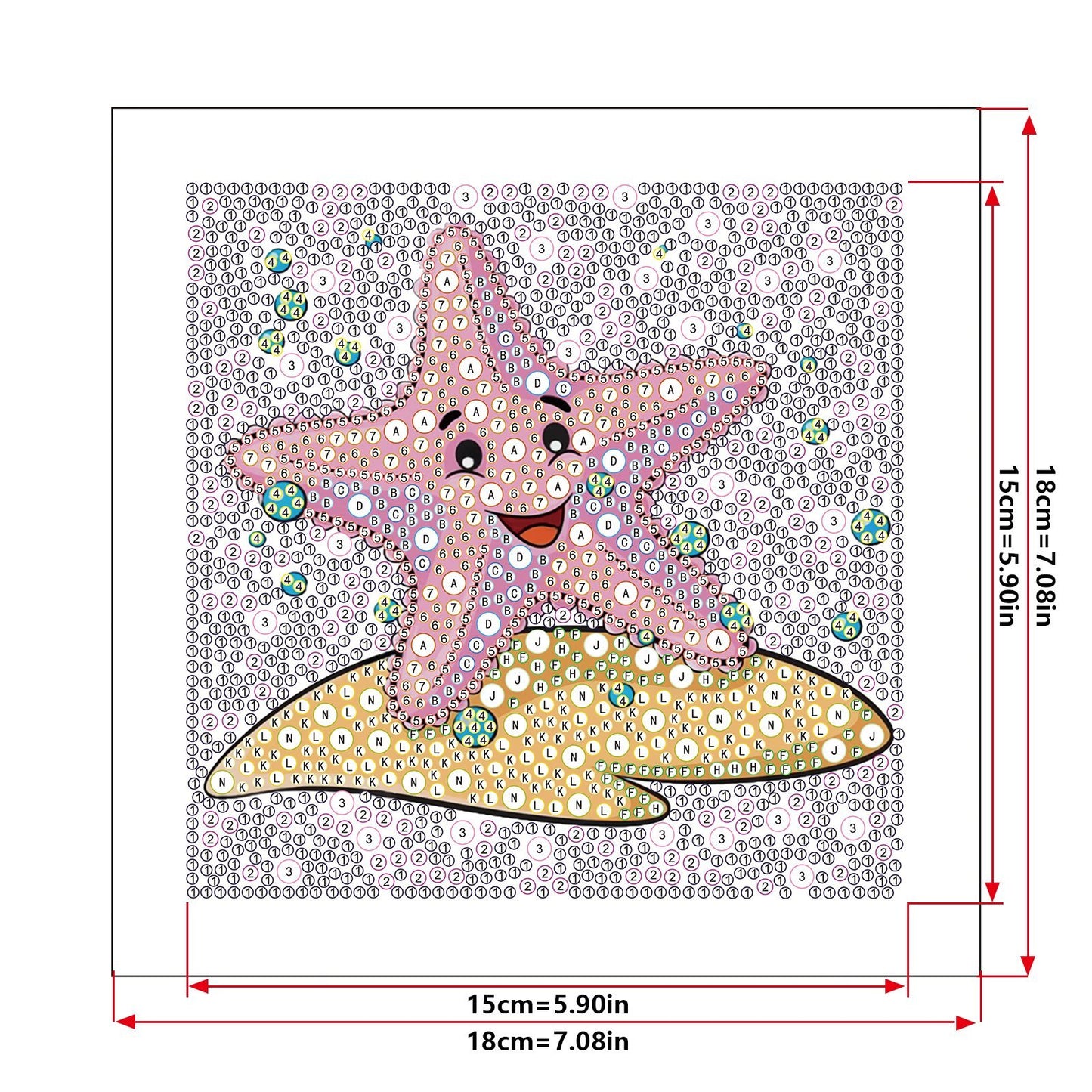 Série pour enfants-| étoile de mer | Cristal strass plein diamant peint-(sans cadre)