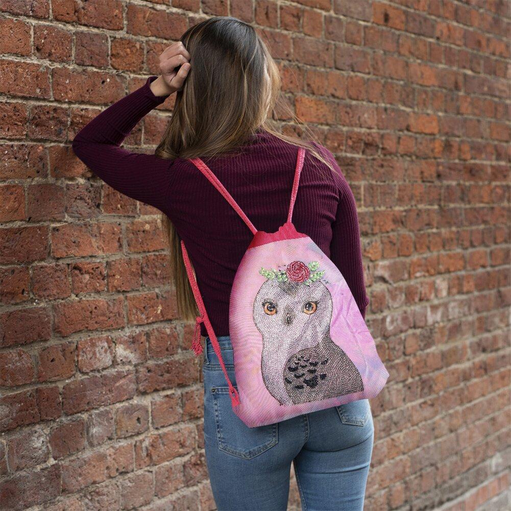 DIY Diamond Painting Backpack Mosaic Drawstring Bag Handbag Diamond Embroidery Kit Student Backpack Storage Bag Animal Picture