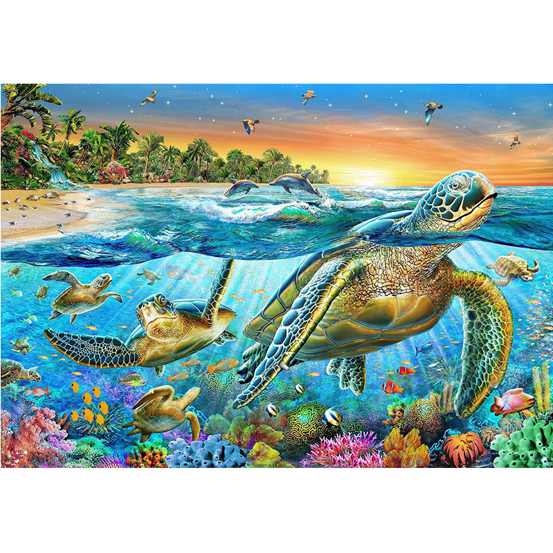 Meeresschildkröte Tier | Vollständige runde Diamant-Malkits