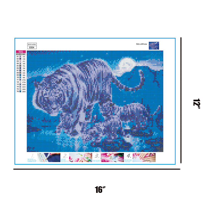 Famille Tigre | Kits complets de peinture au diamant rond 