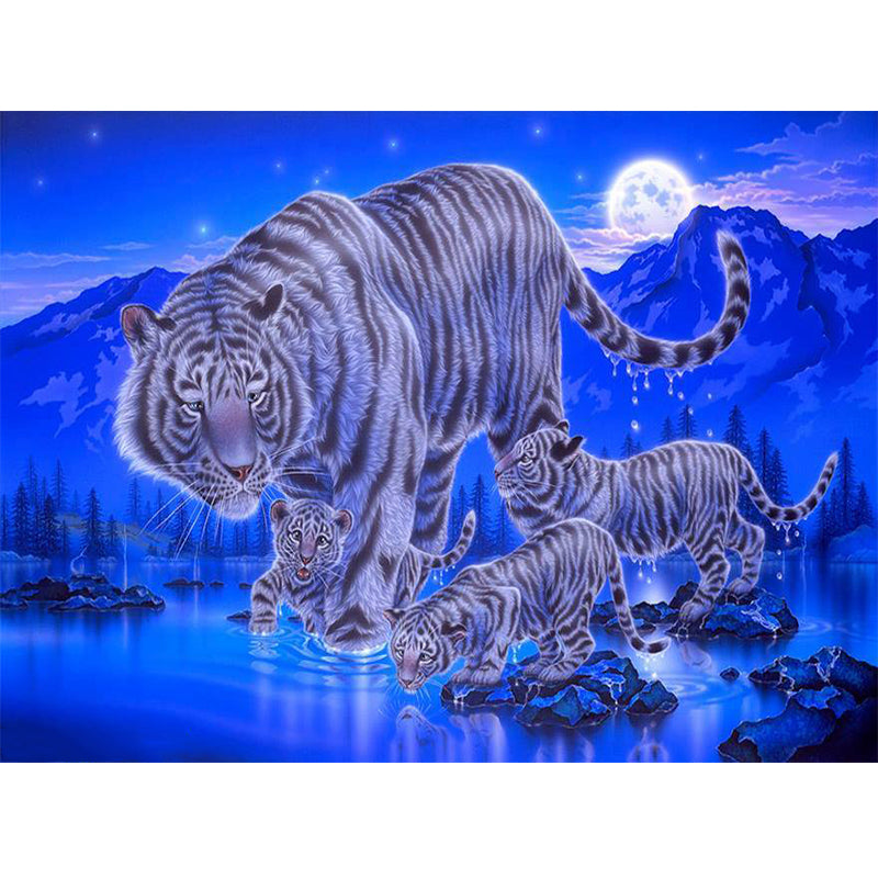 Tiger Family  | Full Round Diamond Painting Kits