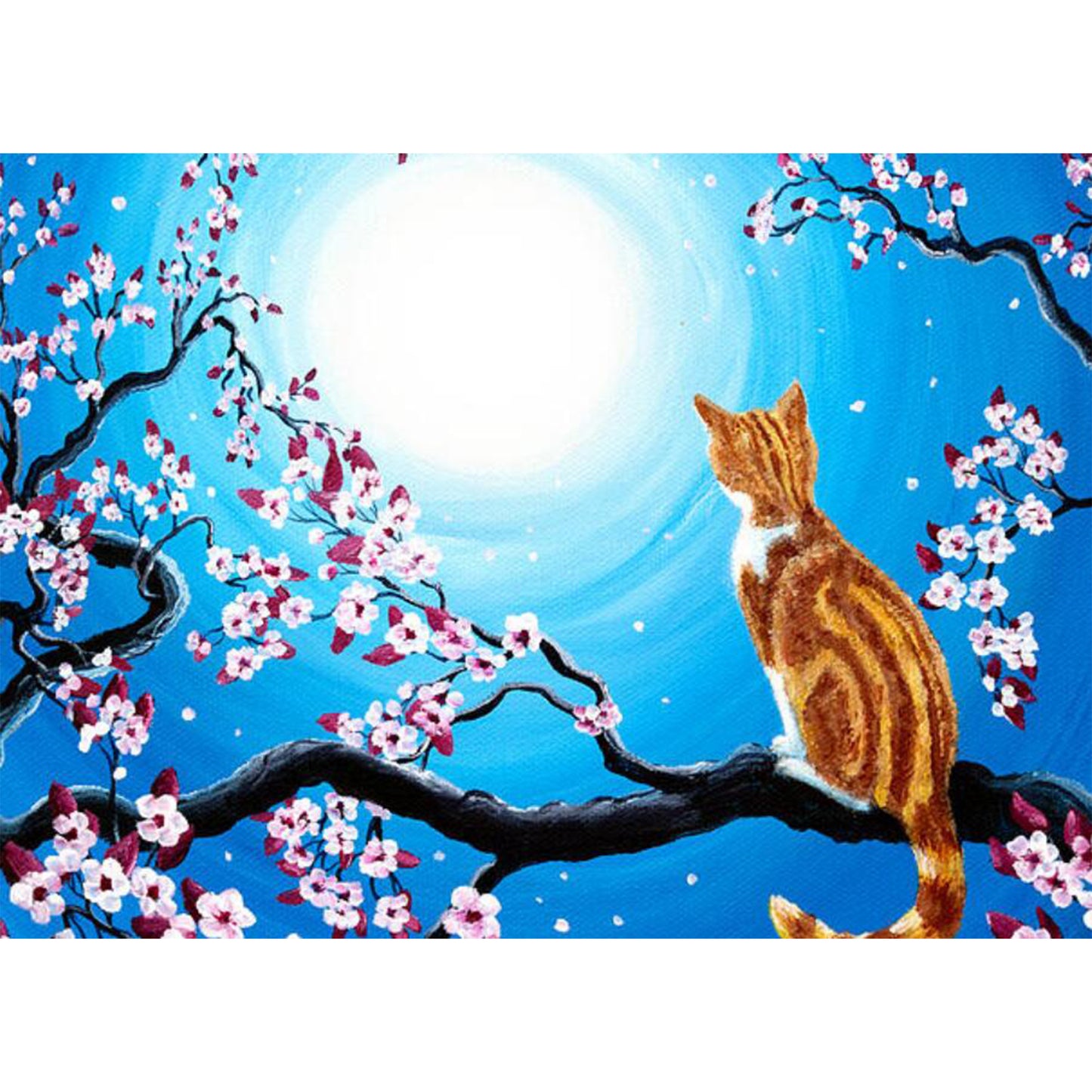 Moon and  Cat  | Full Round Diamond Painting Kits