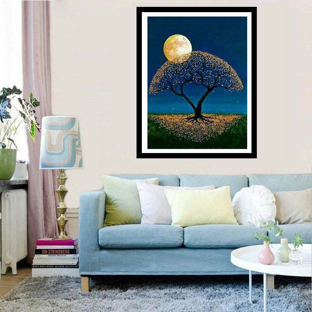 Moon Tree  | Full Round Diamond Painting Kits