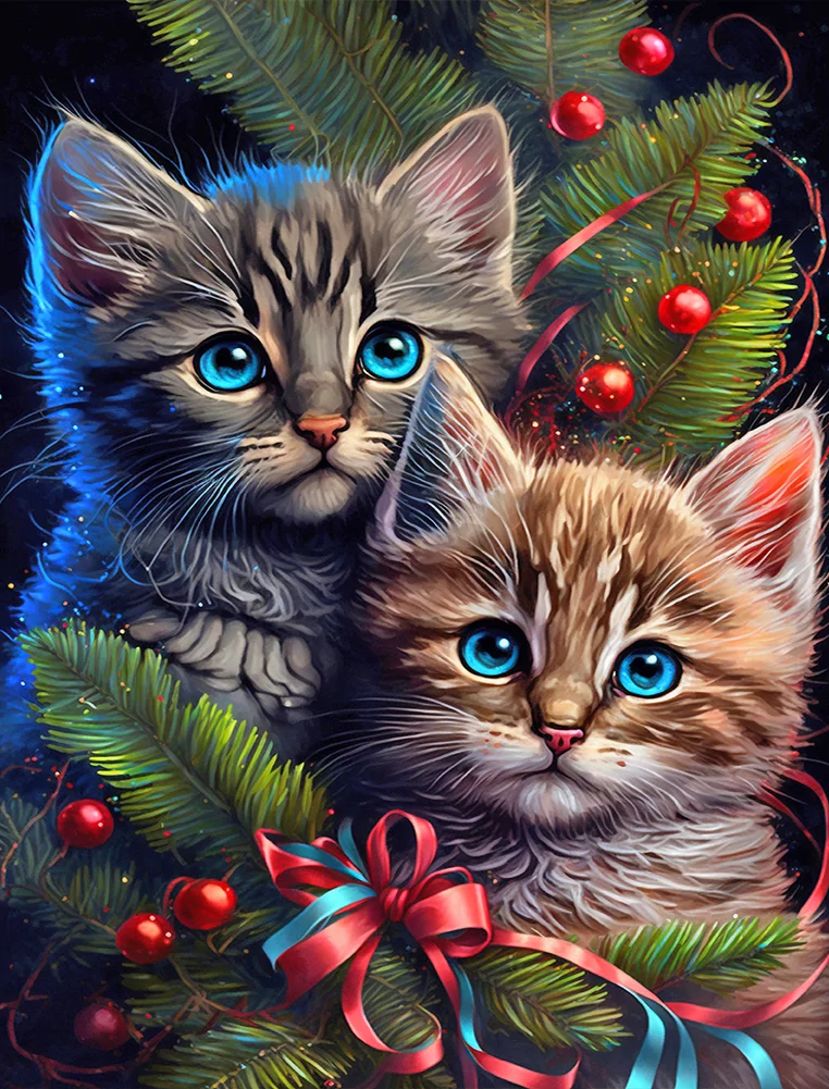 AB Diamond Painting  |  Christmas Kitten