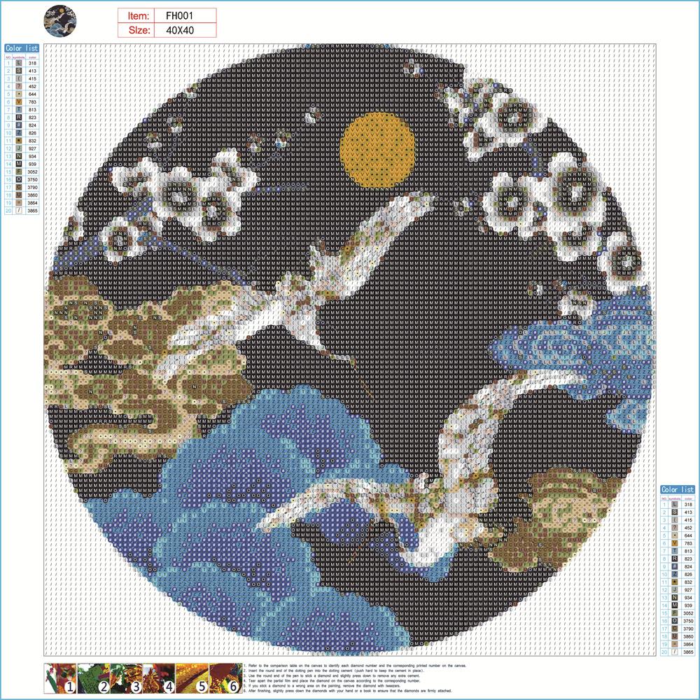 White crane| Full Round Diamond Painting Kits