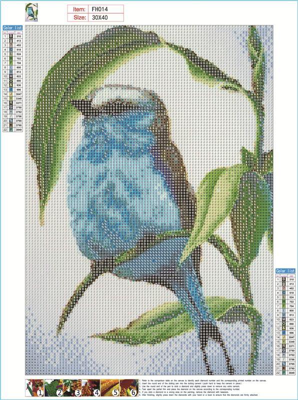 Oiseau bleu | Kits complets de peinture au diamant rond 