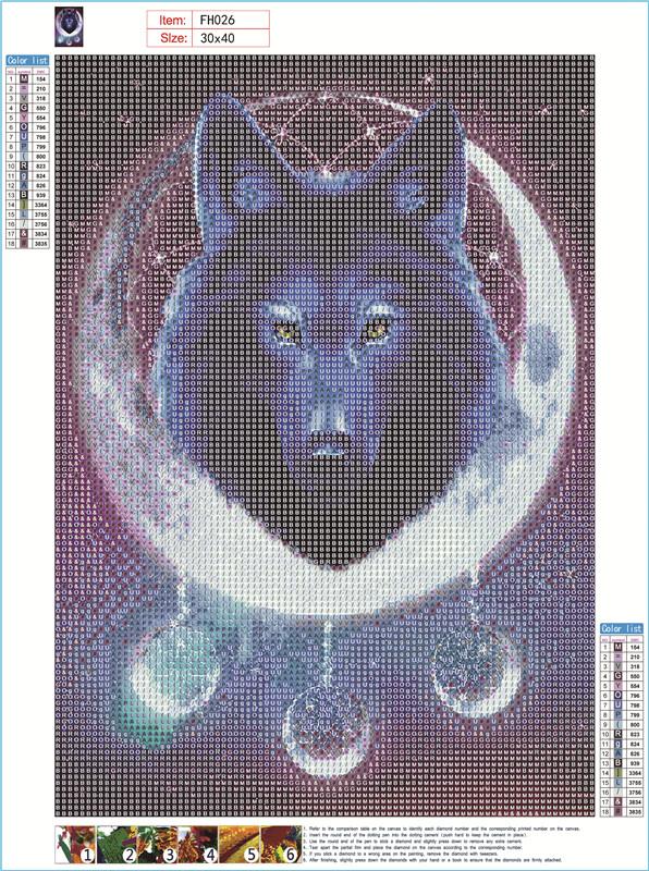 Moon wolf | Full Round Diamond Painting Kits