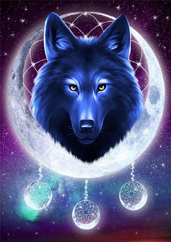 loup de lune | Kits complets de peinture au diamant rond