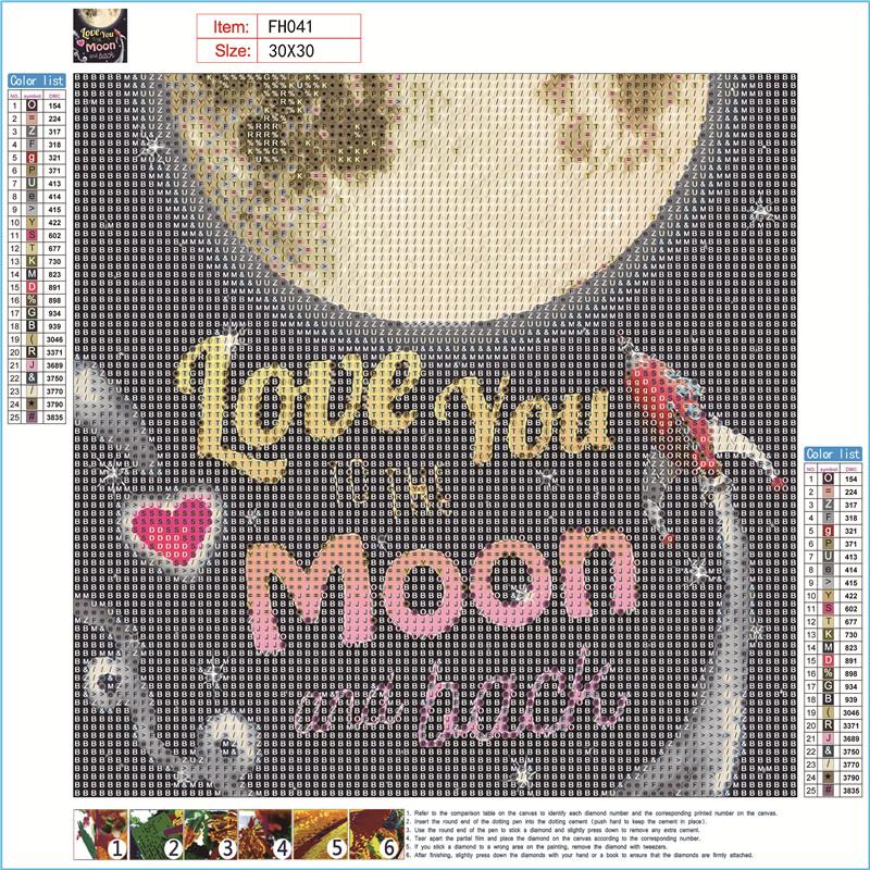 Love You To The Moon and Back | Full Round Diamond Painting Kits