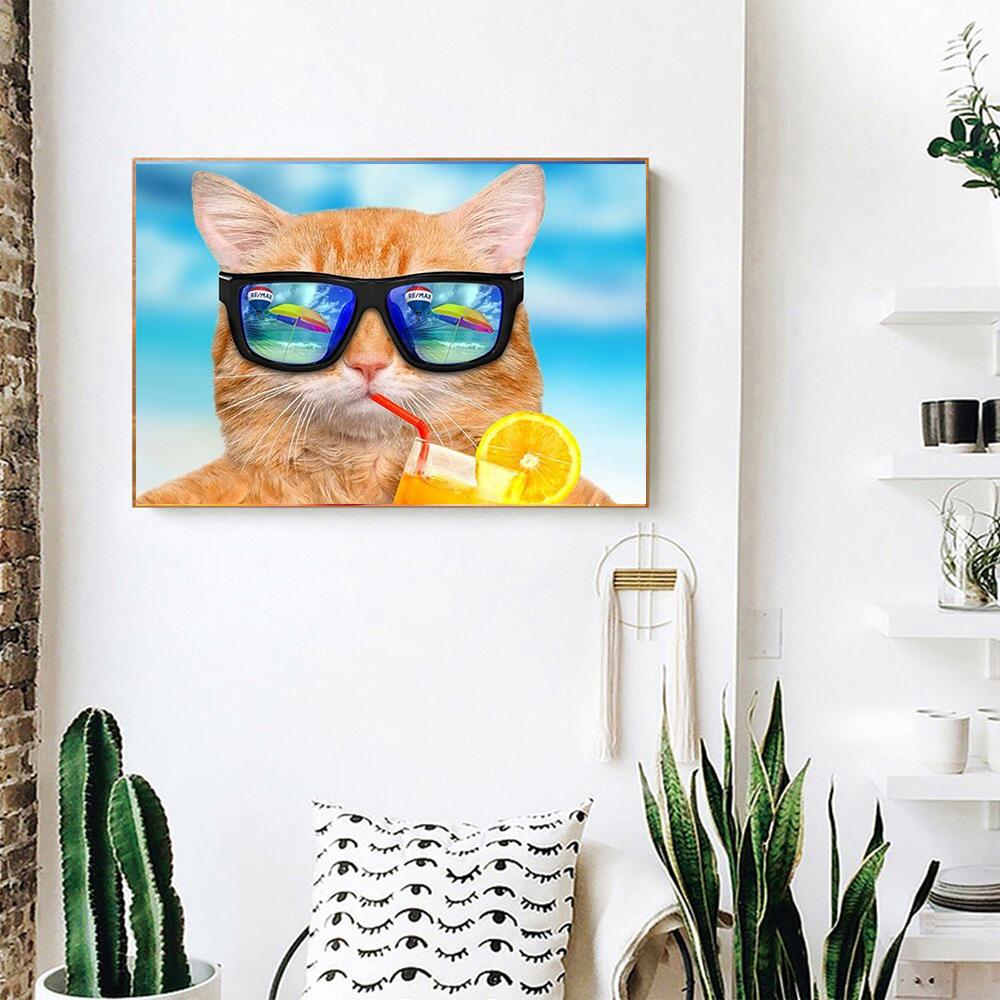 Vacation cat | Full Round Diamond Painting Kits