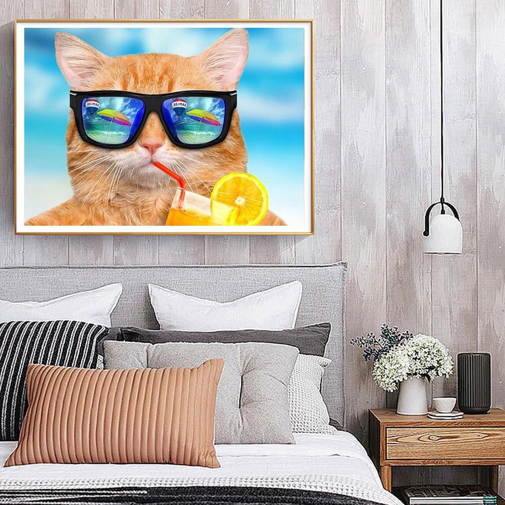 Vacation cat | Full Round Diamond Painting Kits