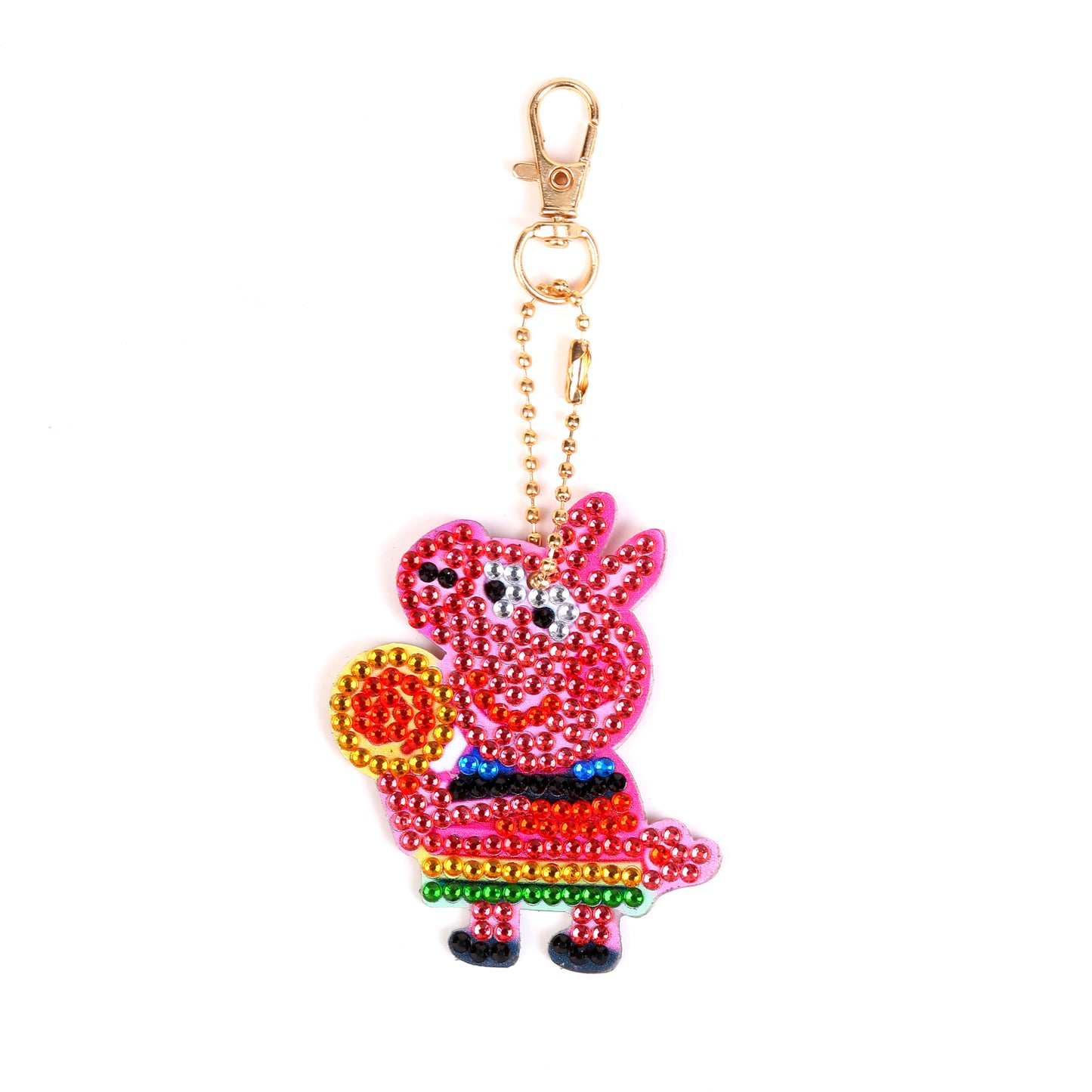 5pcs DIY Pig Sets Special Shaped Full Drill Diamond Painting Key Chain with Key Ring Jewelry Gifts for Girl Bags