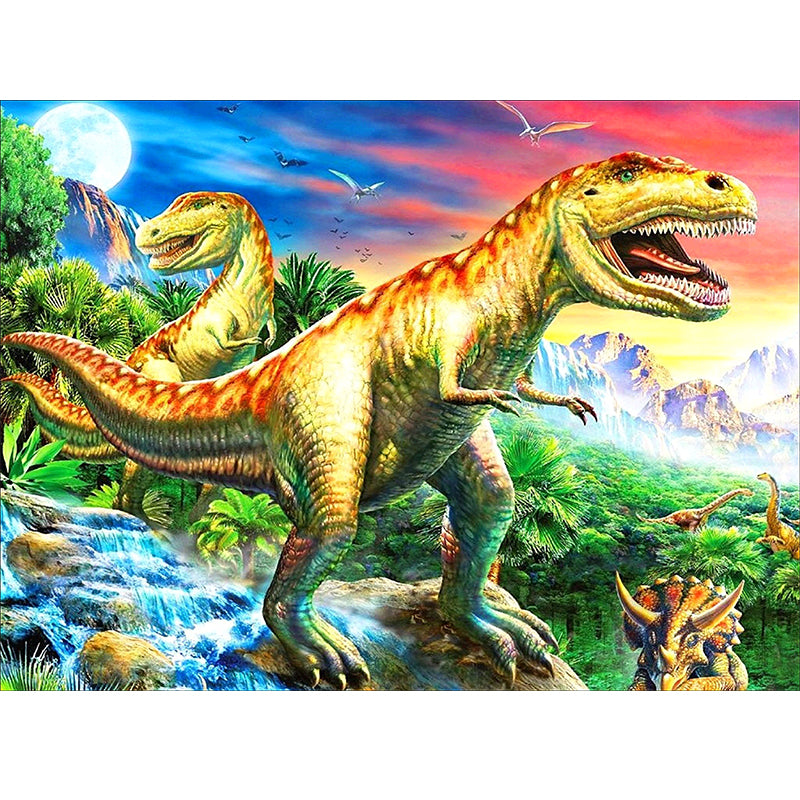 ère des dinosaures | Kits complets de peinture au diamant rond 