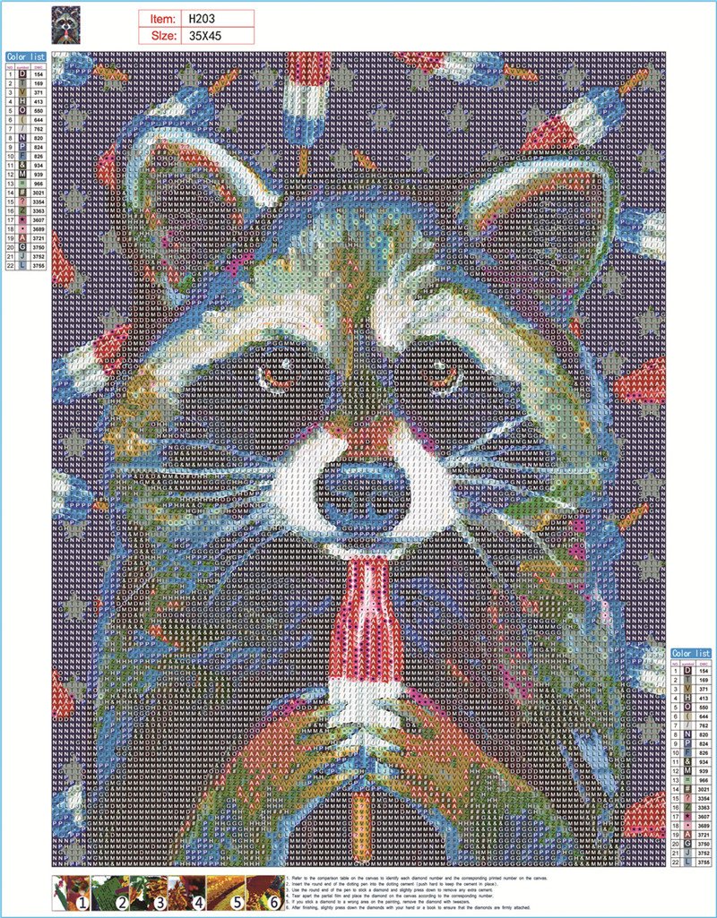 Colorful Raccoon | Full Round Diamond Painting Kits