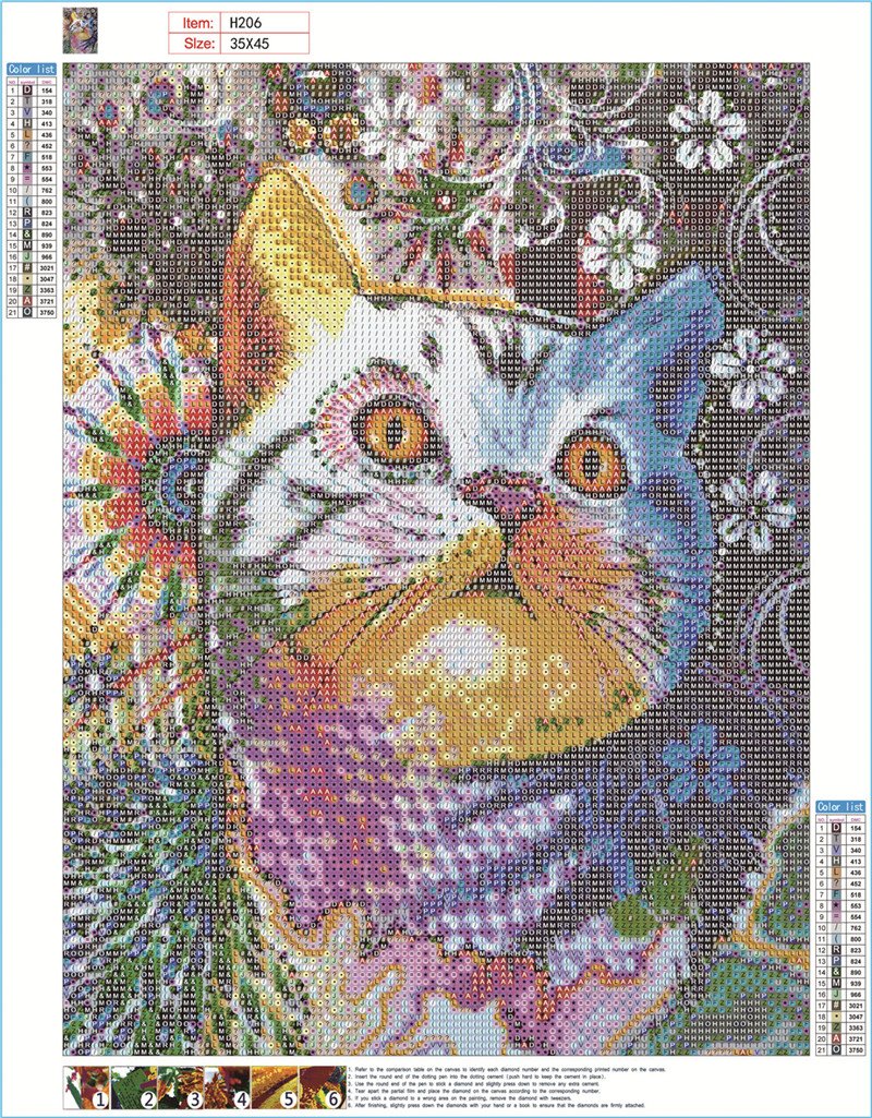 Colorful Cat  | Full Round Diamond Painting Kits