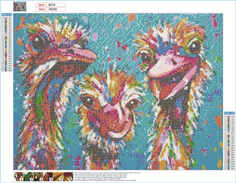 Colorful ostrich  | Full Round Diamond Painting Kits