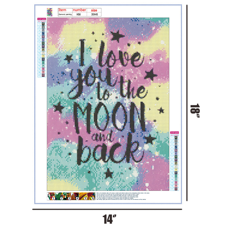 I Love You To The Moon And Back  | Full Round Diamond Painting Kits