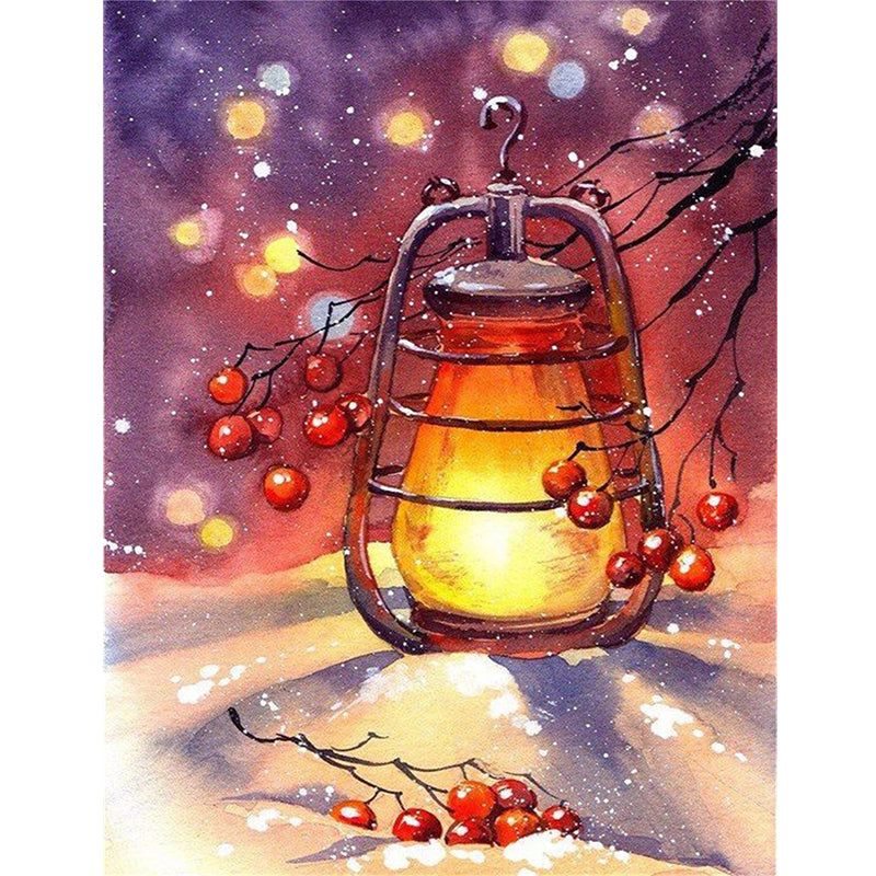 Lampshade In The Snow  | Full Round Diamond Painting Kits