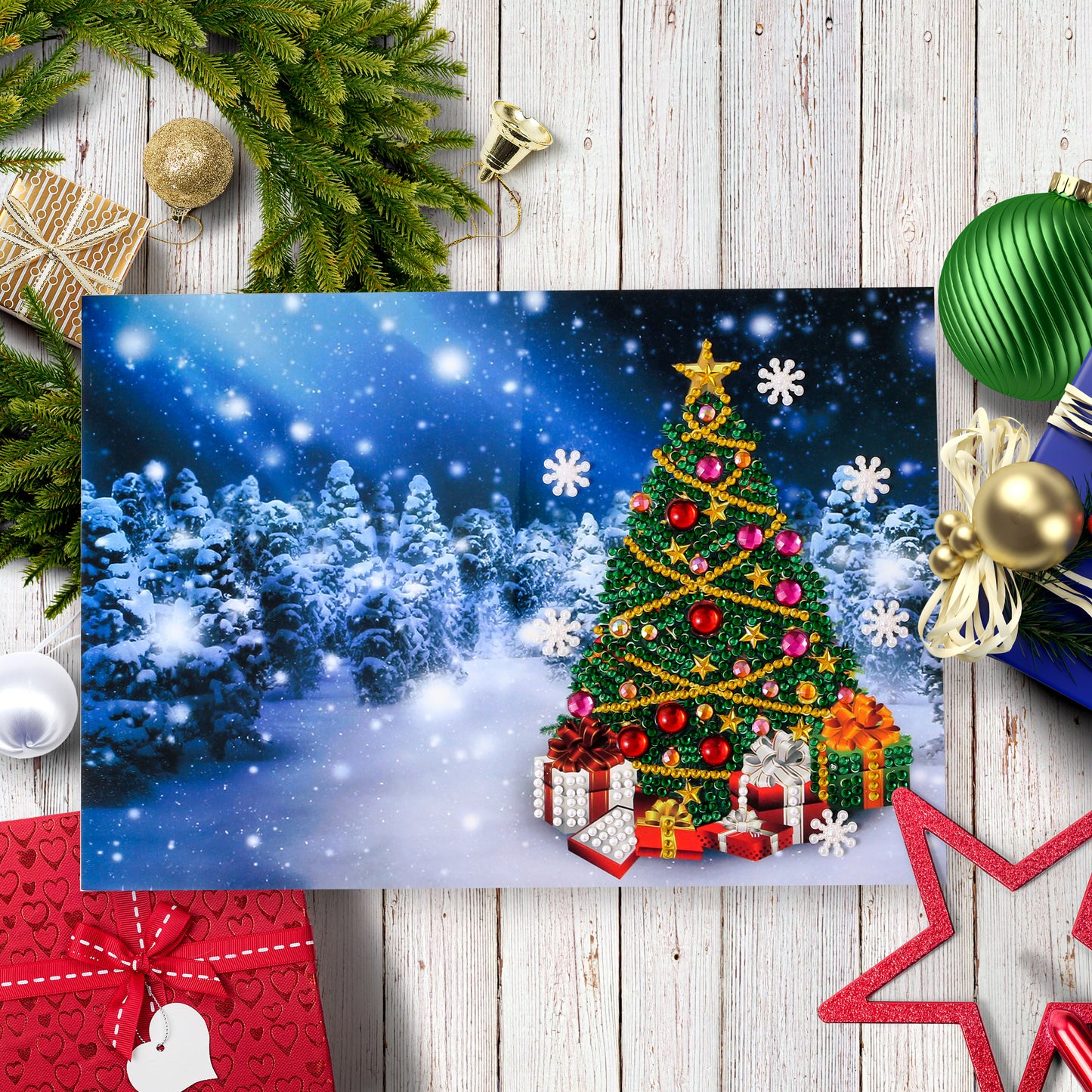 4 Pcs Set DIY Diamond Painting Christmas Greeting Cards