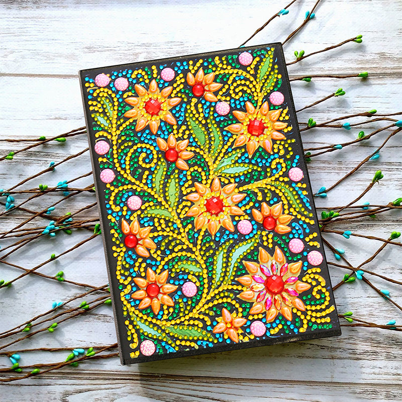 Carnet de notes de bricolage avec forme spéciale et strass | Mandala 