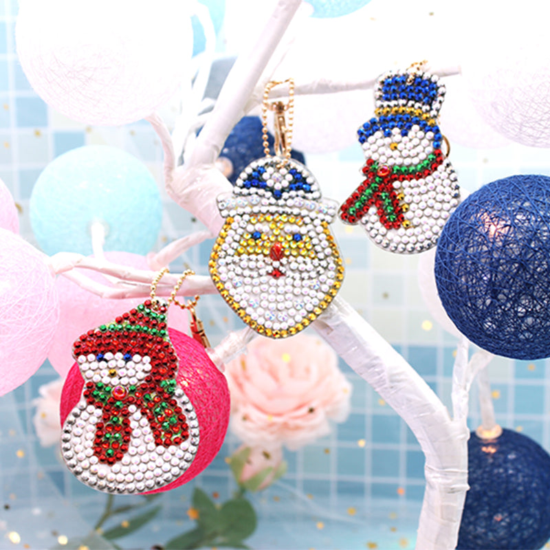 7pcs DIY Christmas Sets Special Shaped Full Drill Diamond Painting Key Chain with Key Ring Jewelry Gifts for Girl Bags