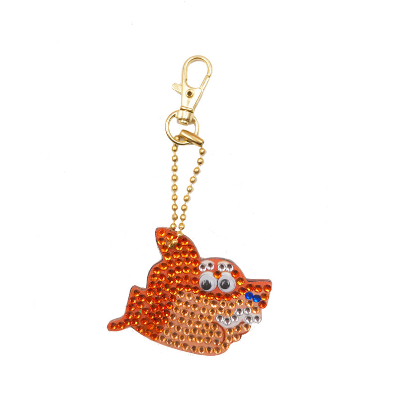 5 pièces bricolage requin ensembles en forme spéciale pleine perceuse diamant peinture porte-clés avec porte-clés bijoux cadeaux pour fille sacs 