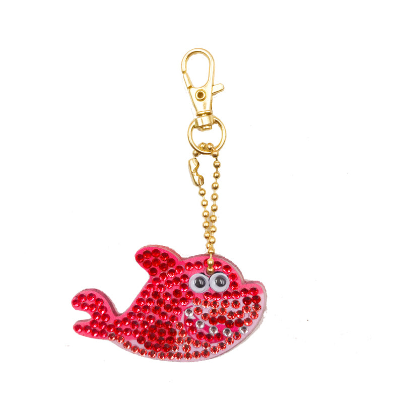 5 pièces bricolage requin ensembles en forme spéciale pleine perceuse diamant peinture porte-clés avec porte-clés bijoux cadeaux pour fille sacs 