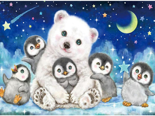 Polar bear and penguin | Full Round Diamond Painting Kits