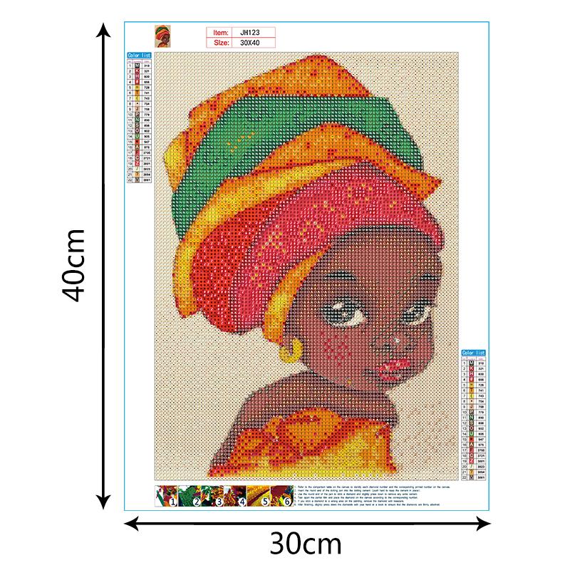 Femme Africaine | Kits complets de peinture au diamant rond 