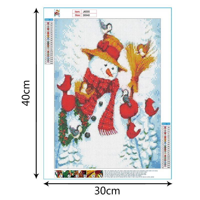 Bonhomme de neige de Noël | Kits complets de peinture au diamant rond