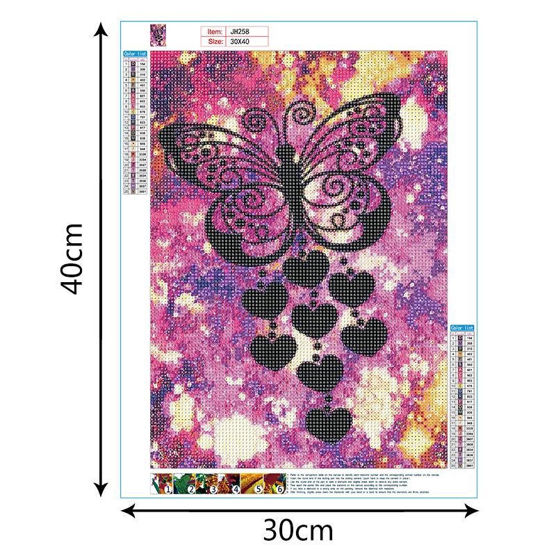 Papillon violet | Kits complets de peinture au diamant rond 