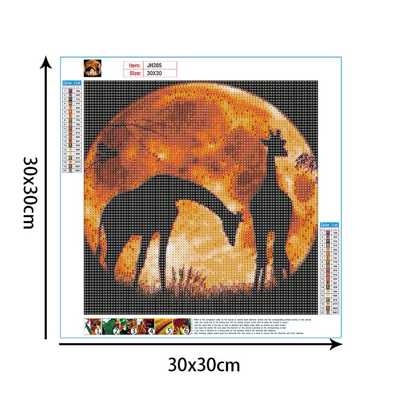 Giraffe Moon | Full Round Diamond Painting Kits