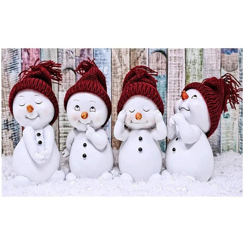 bonhomme de neige | Kits complets de peinture au diamant rond 