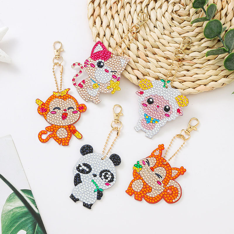 DIY keychain | Panda Fox | Double-sided | Five Piece Set